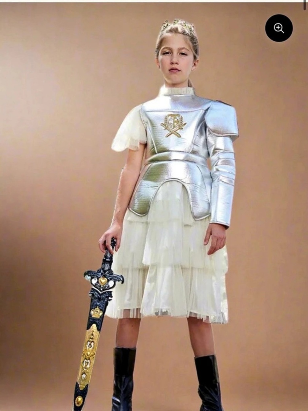 Chasing Fireflies White Knight Costume for Girls White & Silver Size 14
